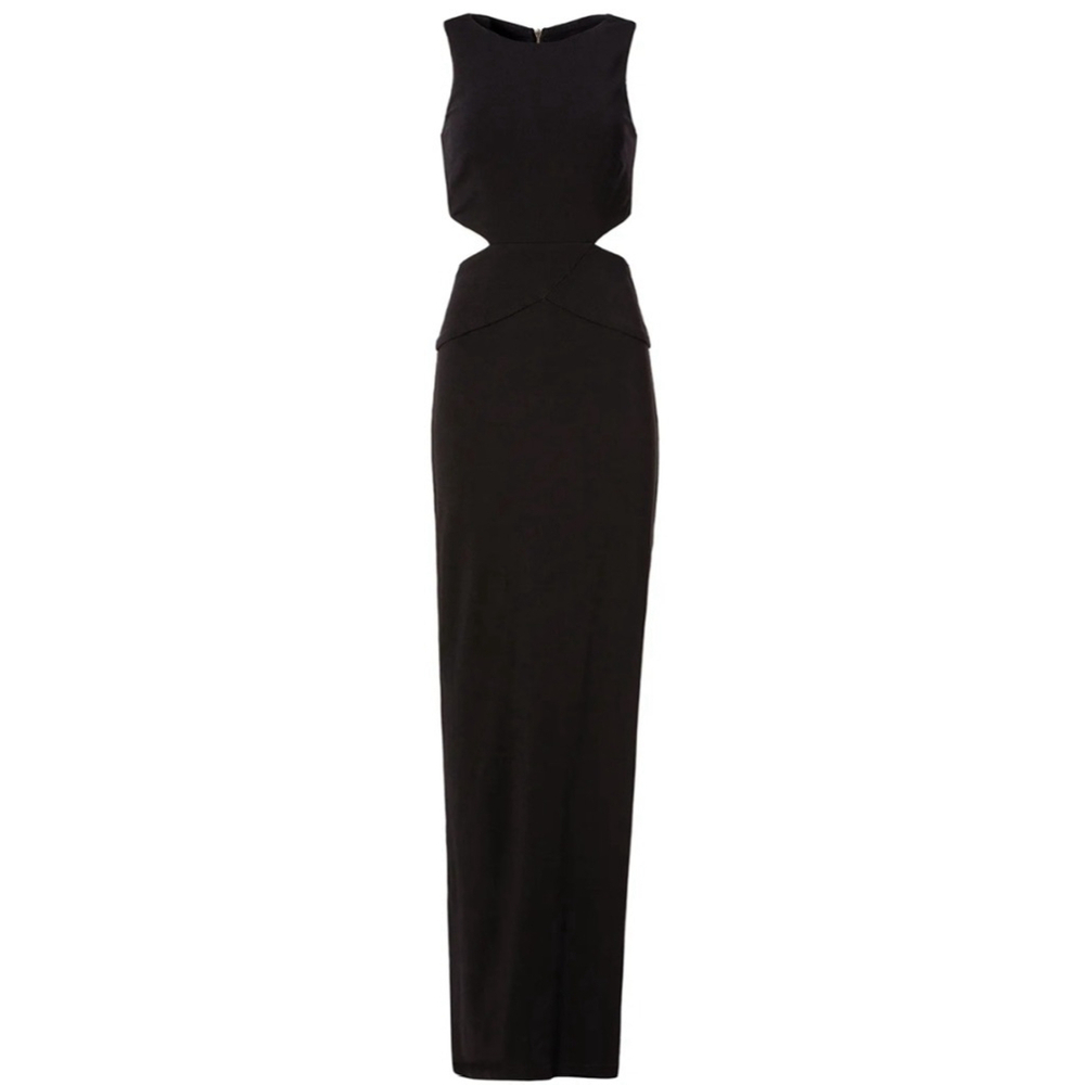 Nicole Miller Black Cut-Out Sleeveless Maxi Gown Evening Dress Size 8 NWT - Picture 2 of 12